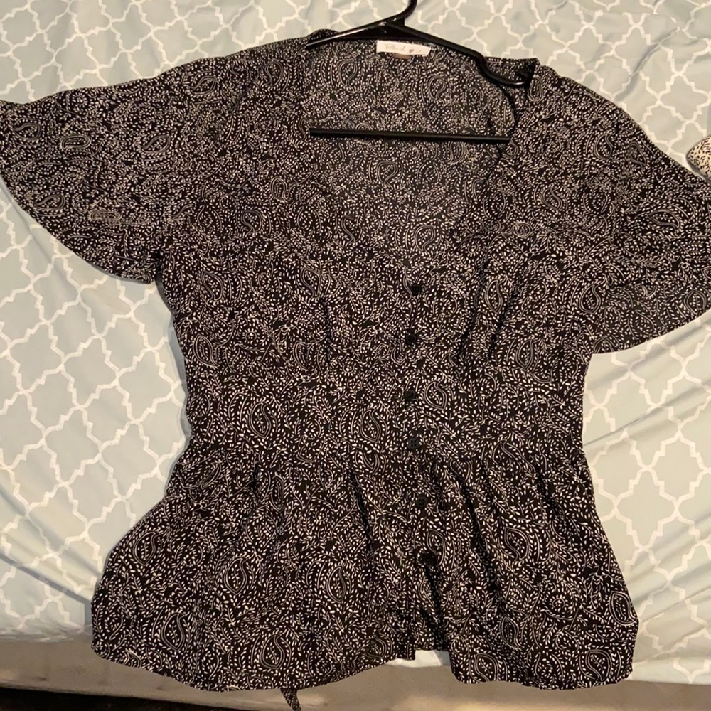 Black Flower Blouse